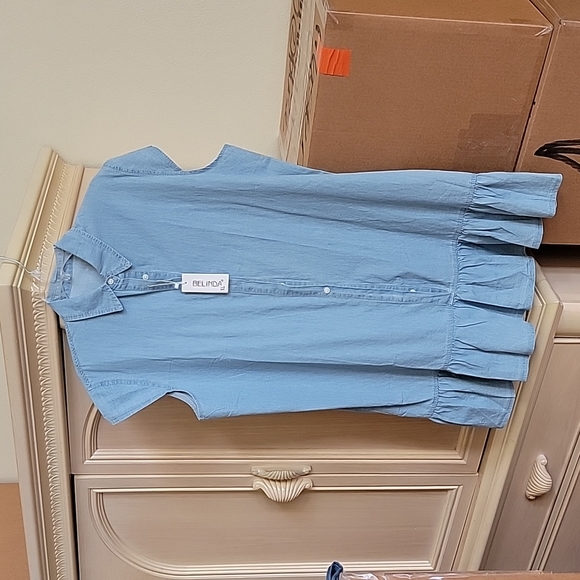 belinda denim dress Belinda Denim Mini Dress Red Bird Mercantile